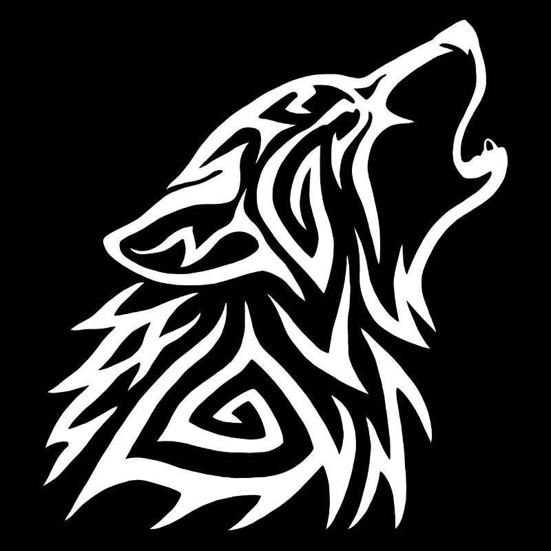 Tribal Wolf Howl White