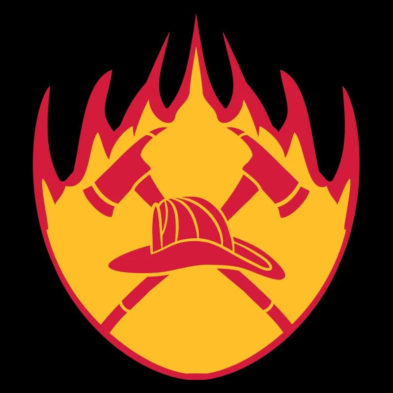 Fire flame helmet 2 axes logo