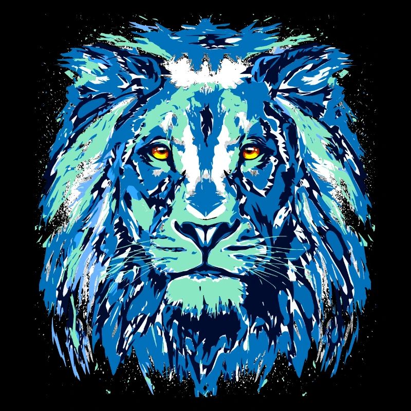 Blauer Löwe - Löwenkopf - Sternzeichen Löwe