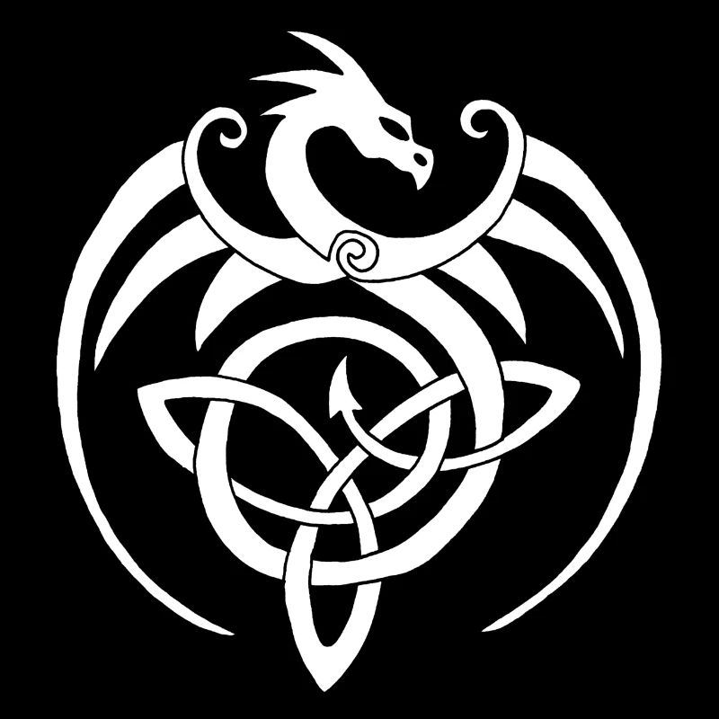 Weißer Drache und keltisches Symbol