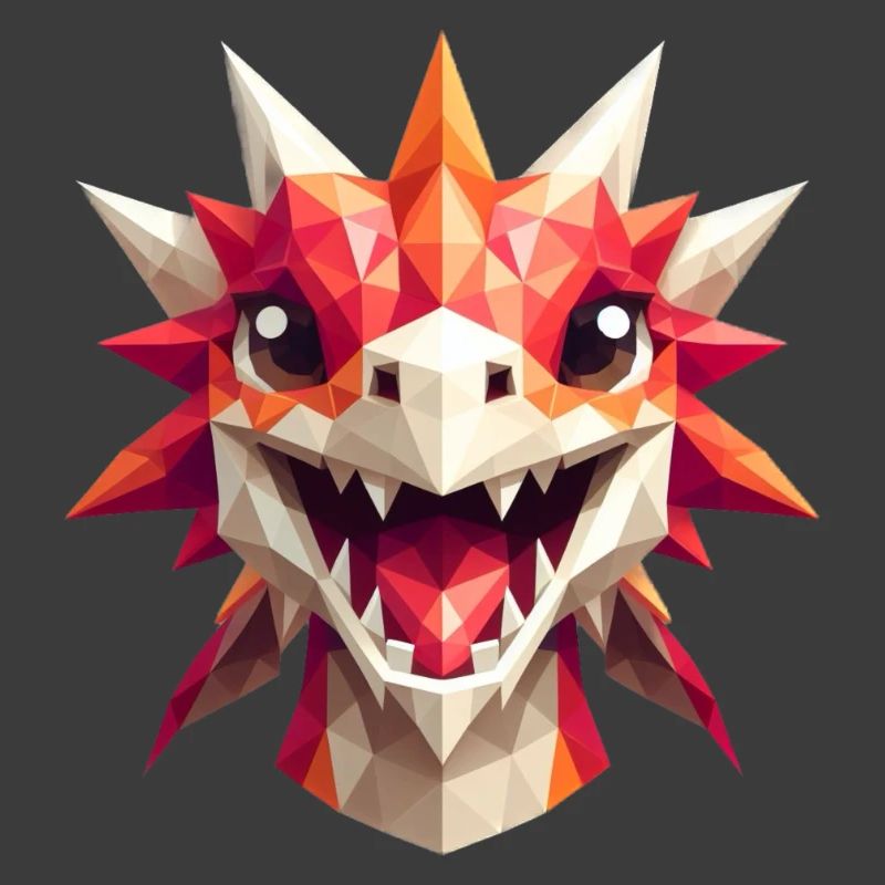 Ein lachender Drache im Polygon-Stil