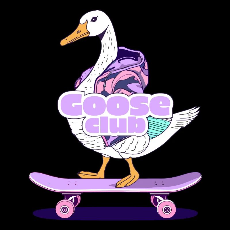 Whimsical Goose Skateboard Design