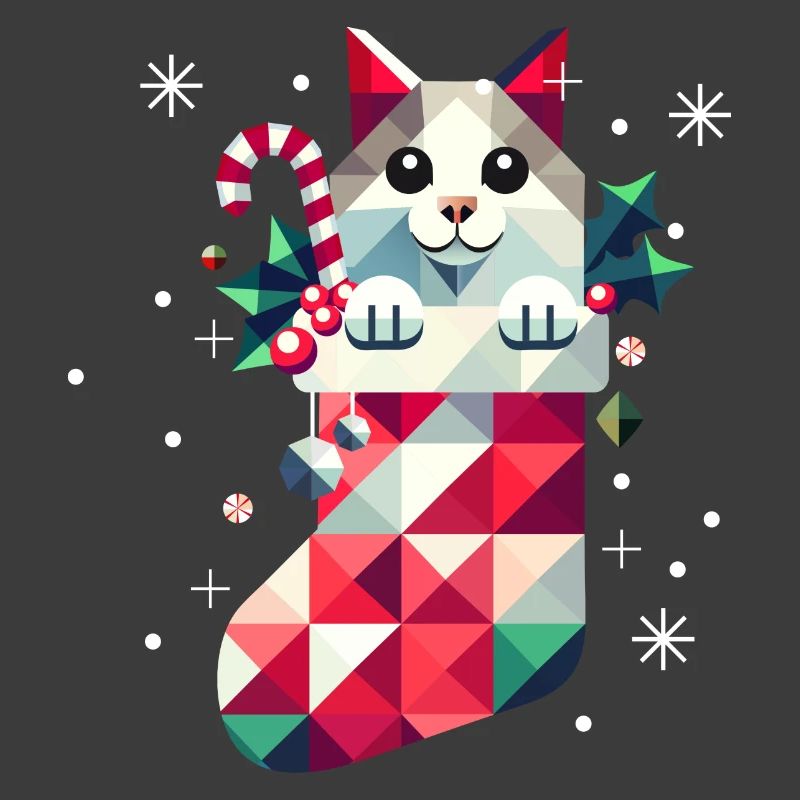 Chat mignon dans un bas de Noël coloré