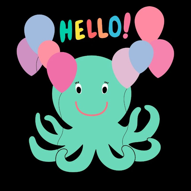 Octopus With Balloons Says Hello - Sea Fun