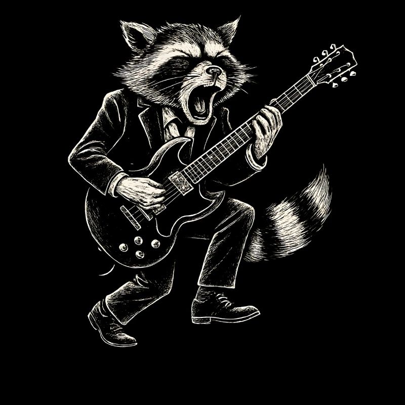Rock Musik Waschbär Lustig Humor Geschenkidee