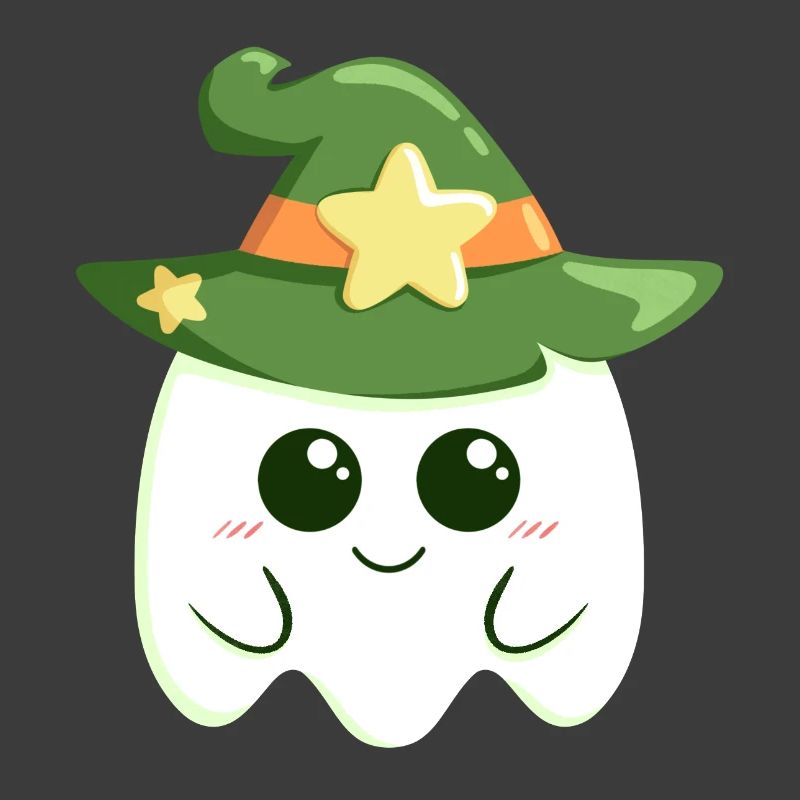 Cute ghost for Halloween dressed as a witch