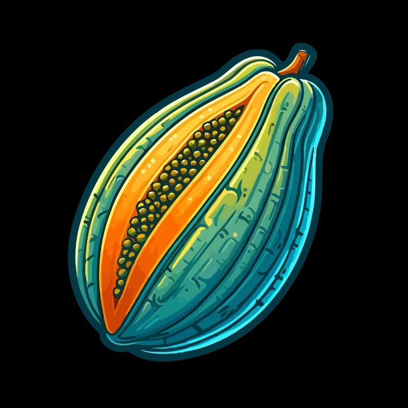 Illustration de Papaye Colorée Tripartite