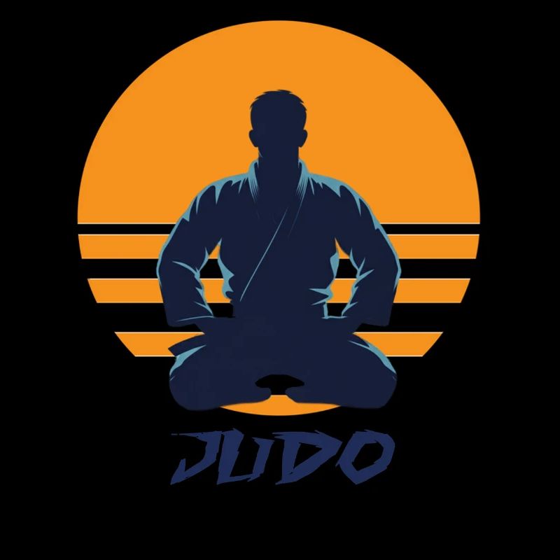 Silhouette de coucher de soleil de judo