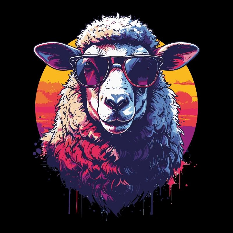 Cool retro sheep with glasses