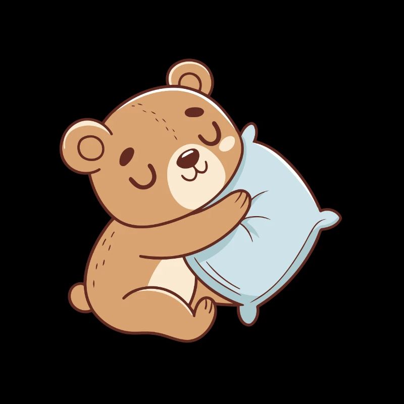 Cuddly Bear and Blue Pillow