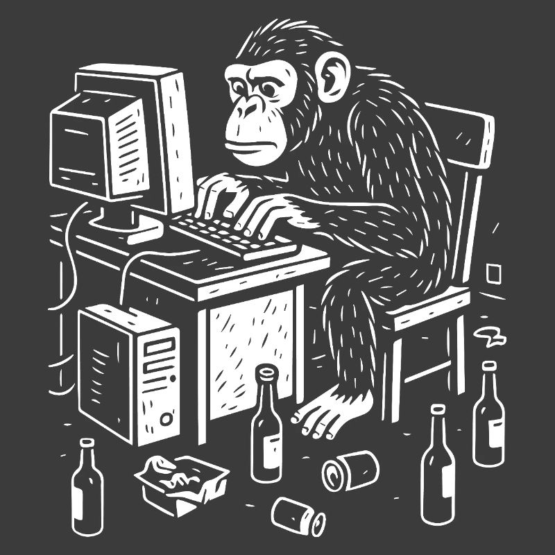 Schreibtischgebundener Affenprogrammierer