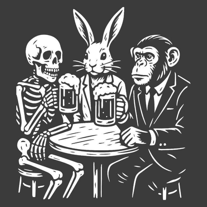 Toasting-Trio: Skelett-Hasenaffe