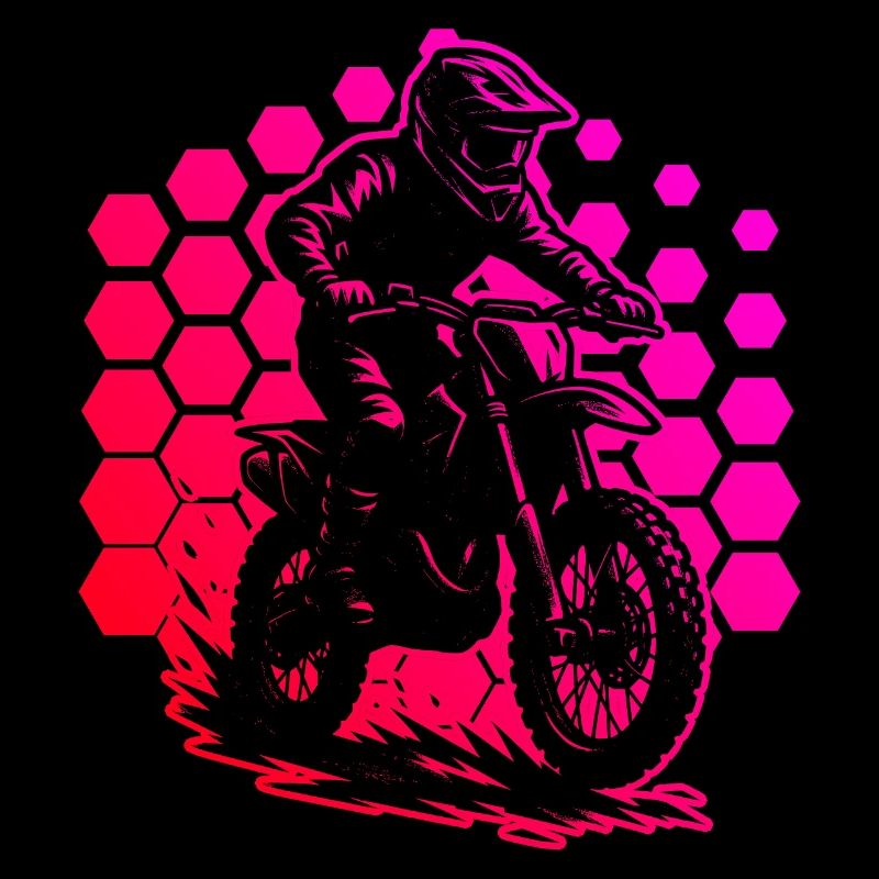 Motorradrennfahrer im Hexmuster