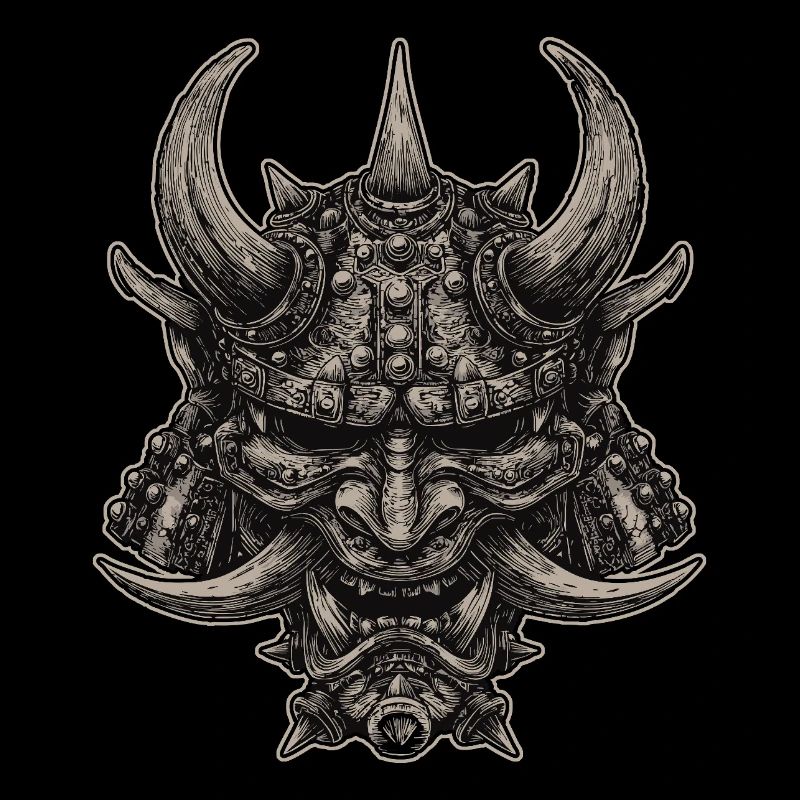 Dämonischer Samurai Helm Oni Maske
