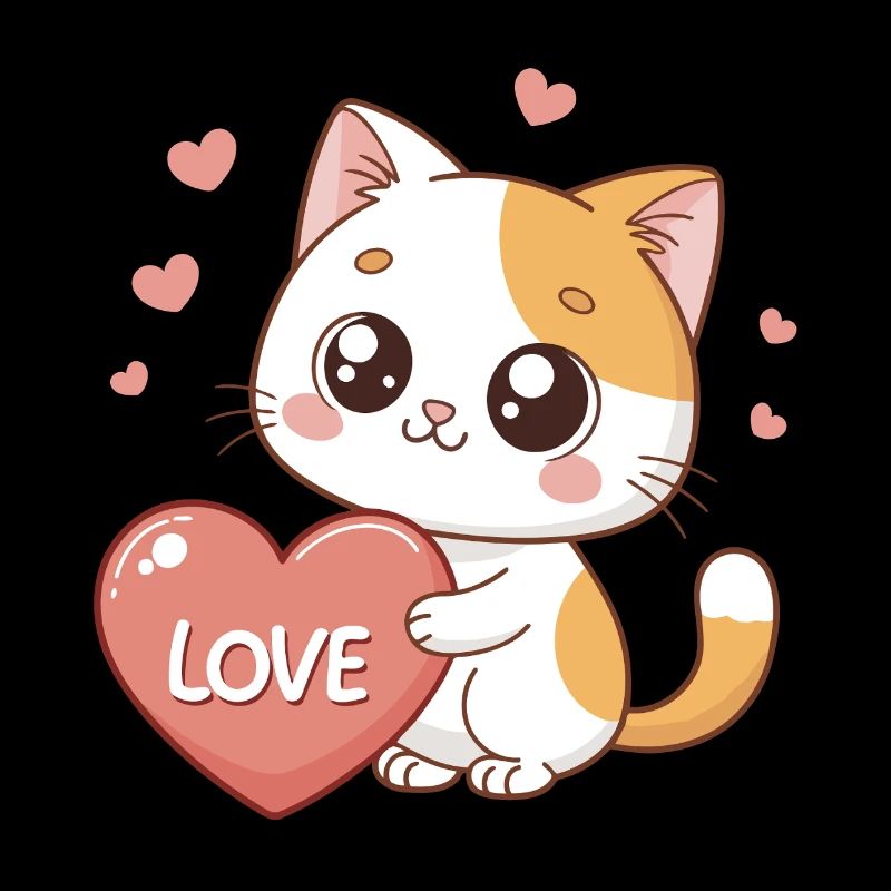 Kawaii Katzenherz-Liebe