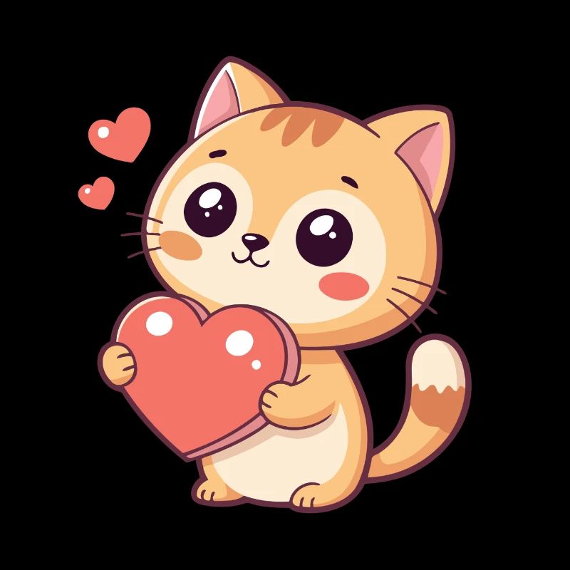 Cuddly kitten with a red heart