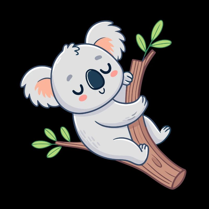 Koala rêveur sur branche joyeuse