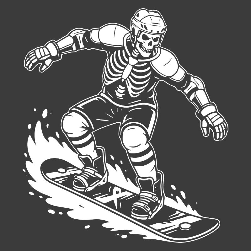 Skeleton on Snowboard Wave Rider