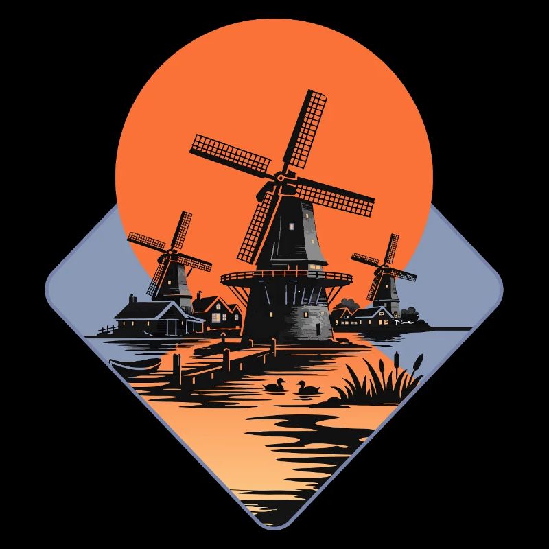 Exotische Windmühlen-Skizzenkunst