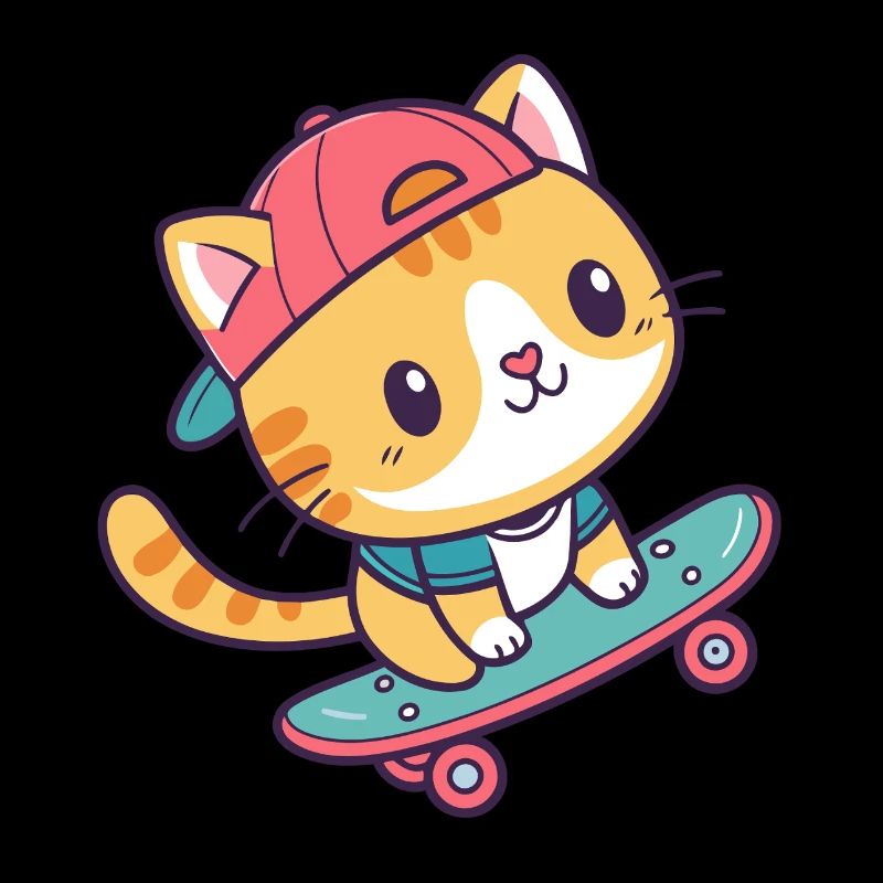 Chat skate coloré