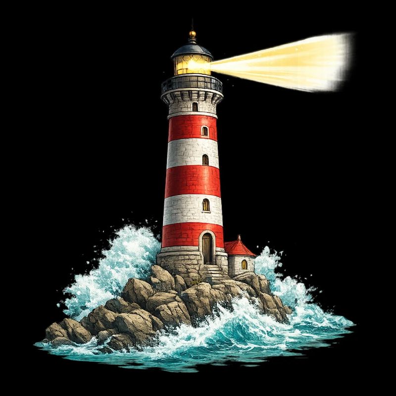Leuchtturm am Felsenmeer Lichtstrahl