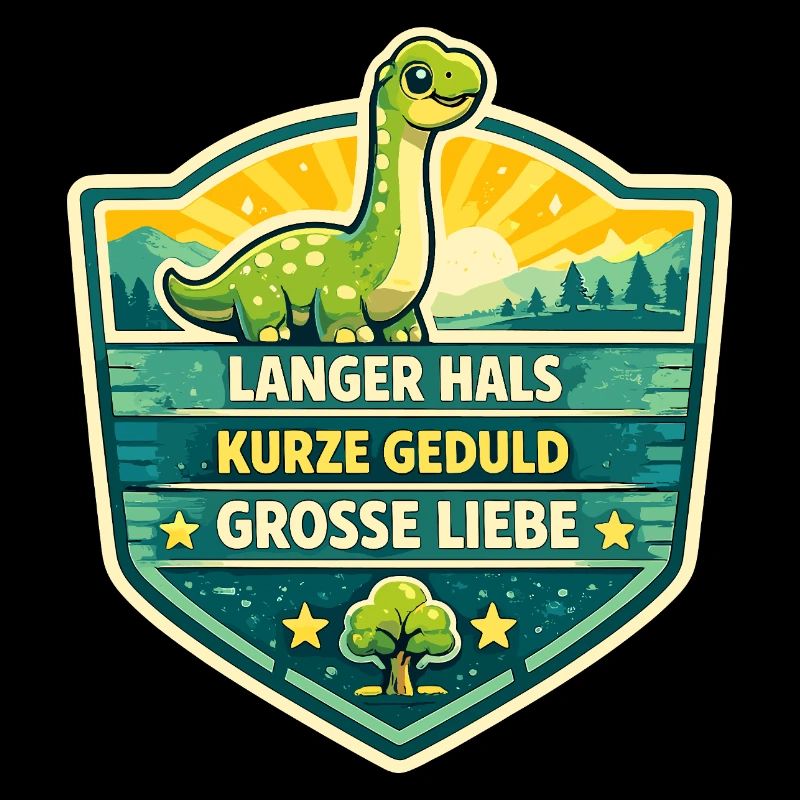 Langer Hals Dino Schildmotiv