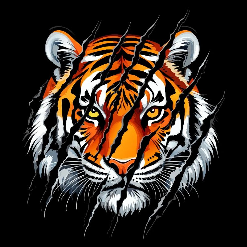 Wild Tiger Head Design - Majestic Big Cat