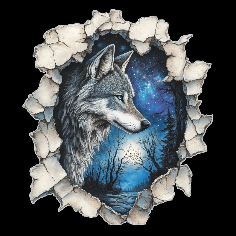 Loup avec des étoiles