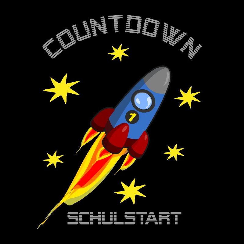 Rakete mit gelben Sternen - Countdown Schulstart