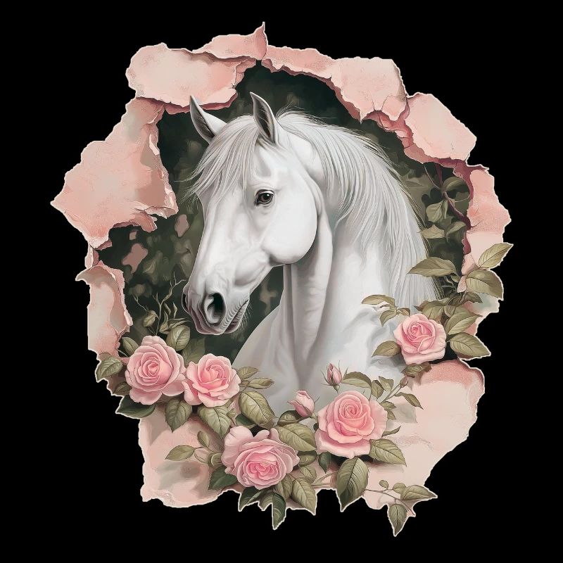 Pferd mit Rosen