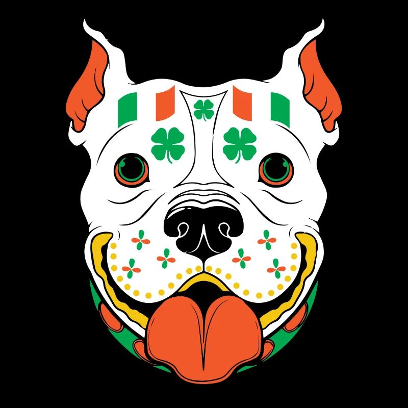 St Patrick Tag Zuckerschädel Pitbull Irland Flagge