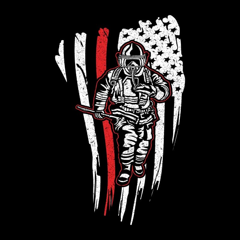 Firefighter USA - fireman hazardous flag design