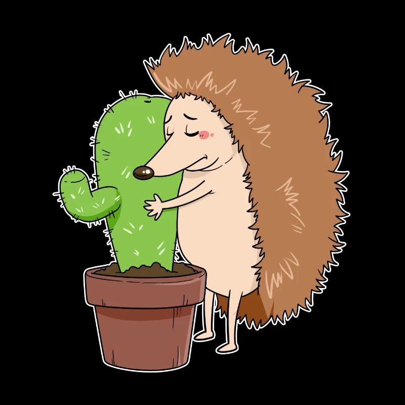 Cactus hedgehog sting animal needle tip love couple
