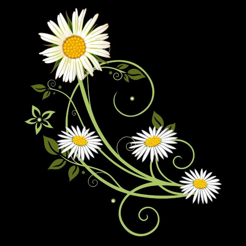 Ranke mit Margerite und Gänseblümchen