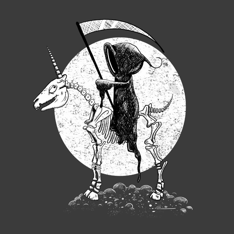 Halloween Unicorn Skeleton With Riding Grim Reaper