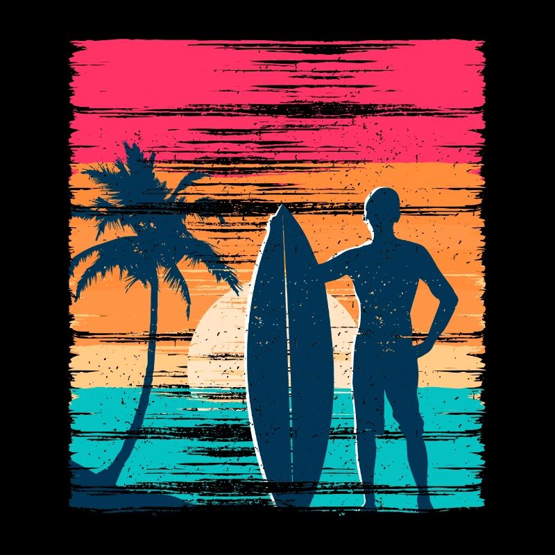 Surfer Sunset Retro