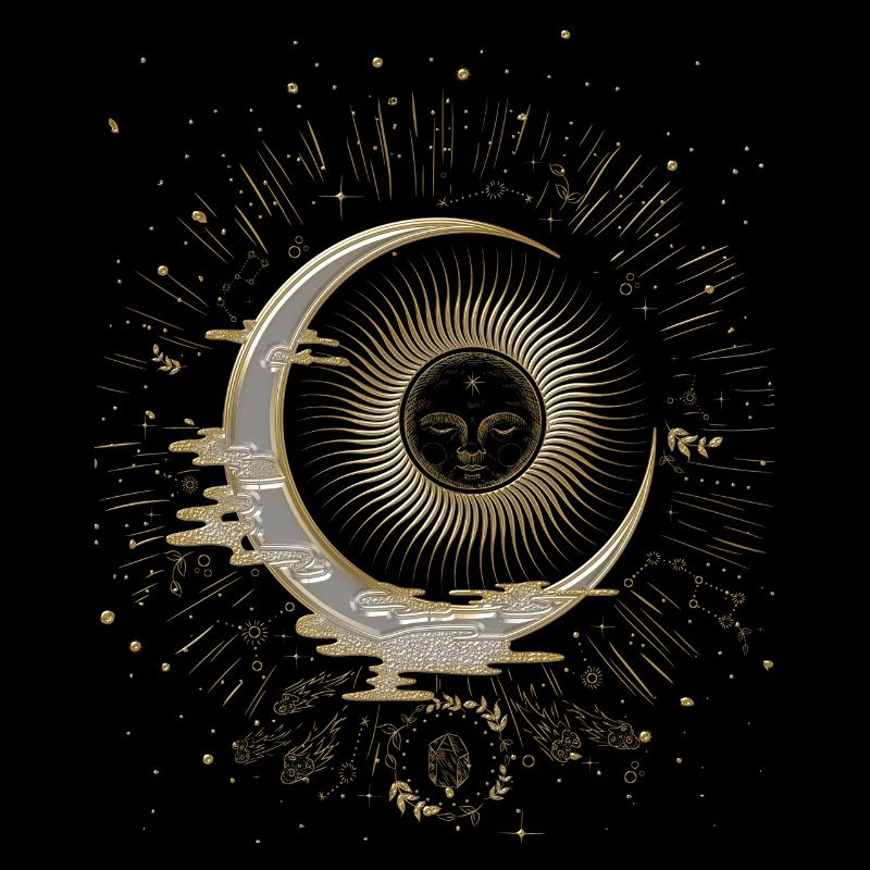 Die Sonne und der Mond mit Sternen