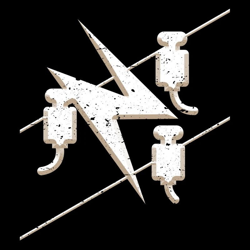 Symbole de guilde d'électricien dans un look grunge 3d cool