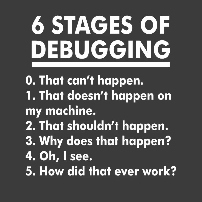 Humorous Debugging Stages Illustration