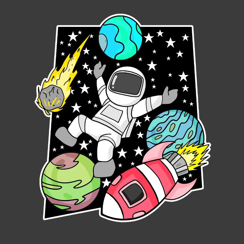 Astronaut in space with rocket