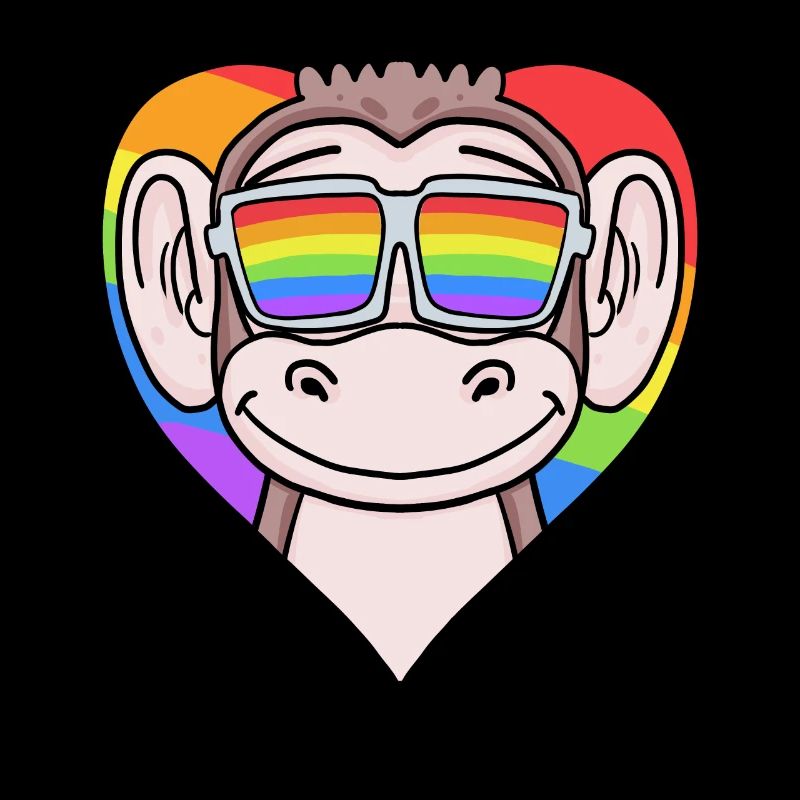 LGBT Heart with Monkey Rainbow