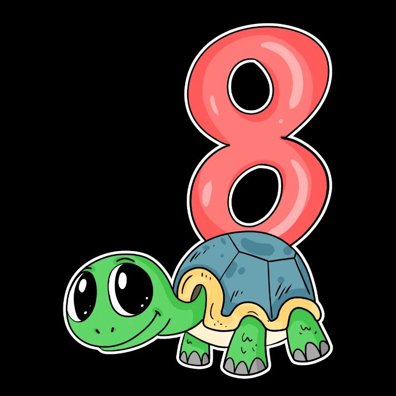 8 years old - 8th birthday - turtle motif
