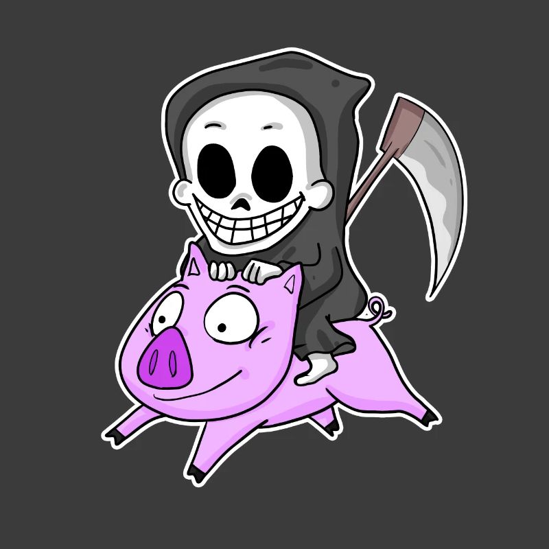 Sensenmann und Schwein