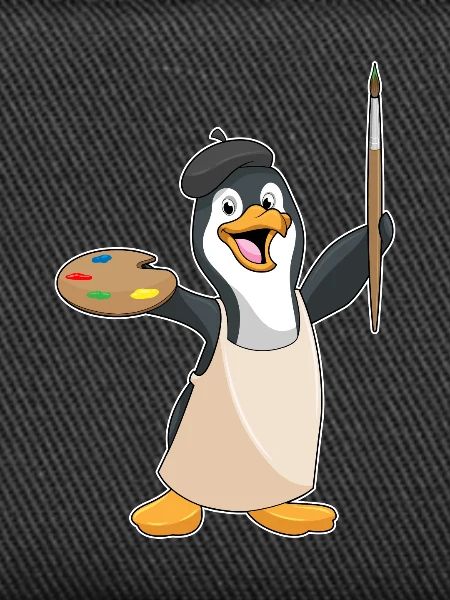 Penguin Painter Brush Painting