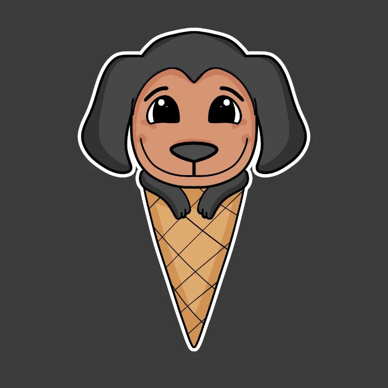 Coonhound mit Eiswaffel - Eis