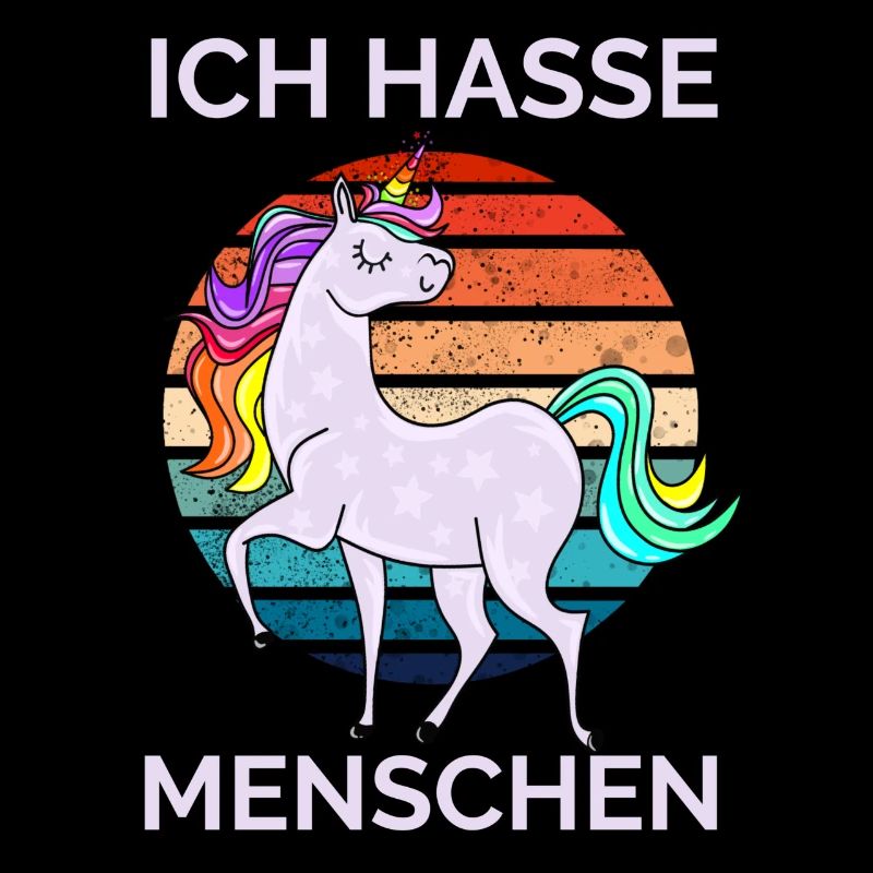 Ich hasse Menschen Einhorn Retro