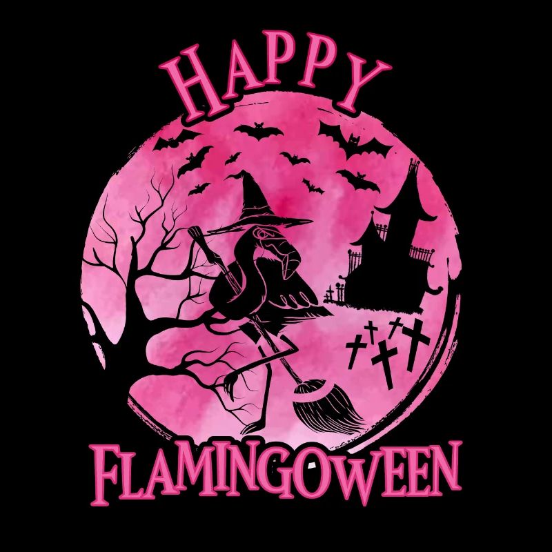 Flamingoween Flamingo Mit Besen