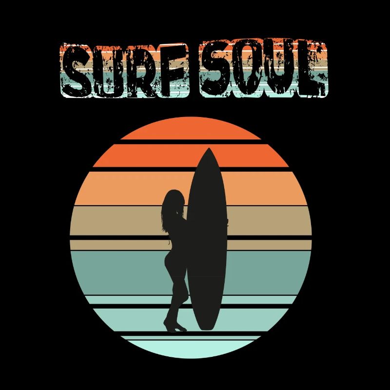 Surfer silhouette with sunset