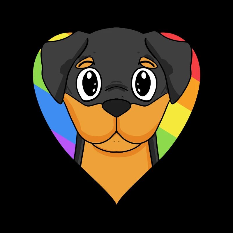 Rottweiler Dog Rainbow Heart