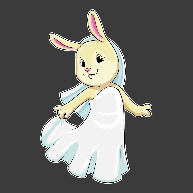 Lapin comme mariée avec voile